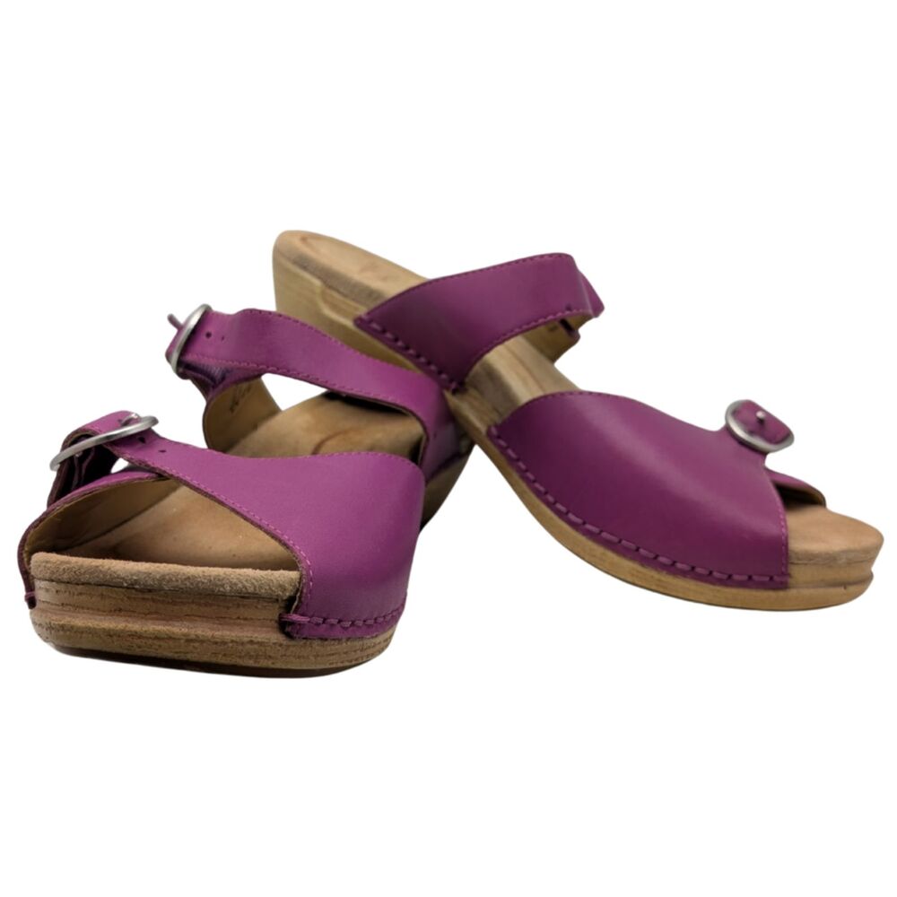 Dansko Purple Leather Clog Sandals